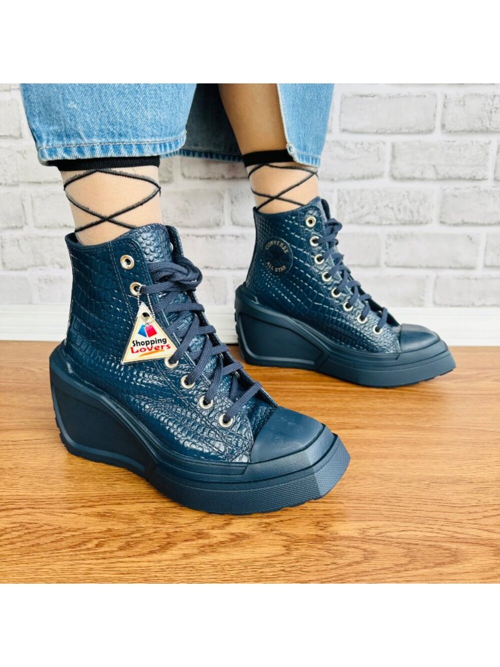 ⭐Chuck 70 De Luxe Wedge Platform Leather Sneakers Sz 5 Womens Shoes Blue A10037C
